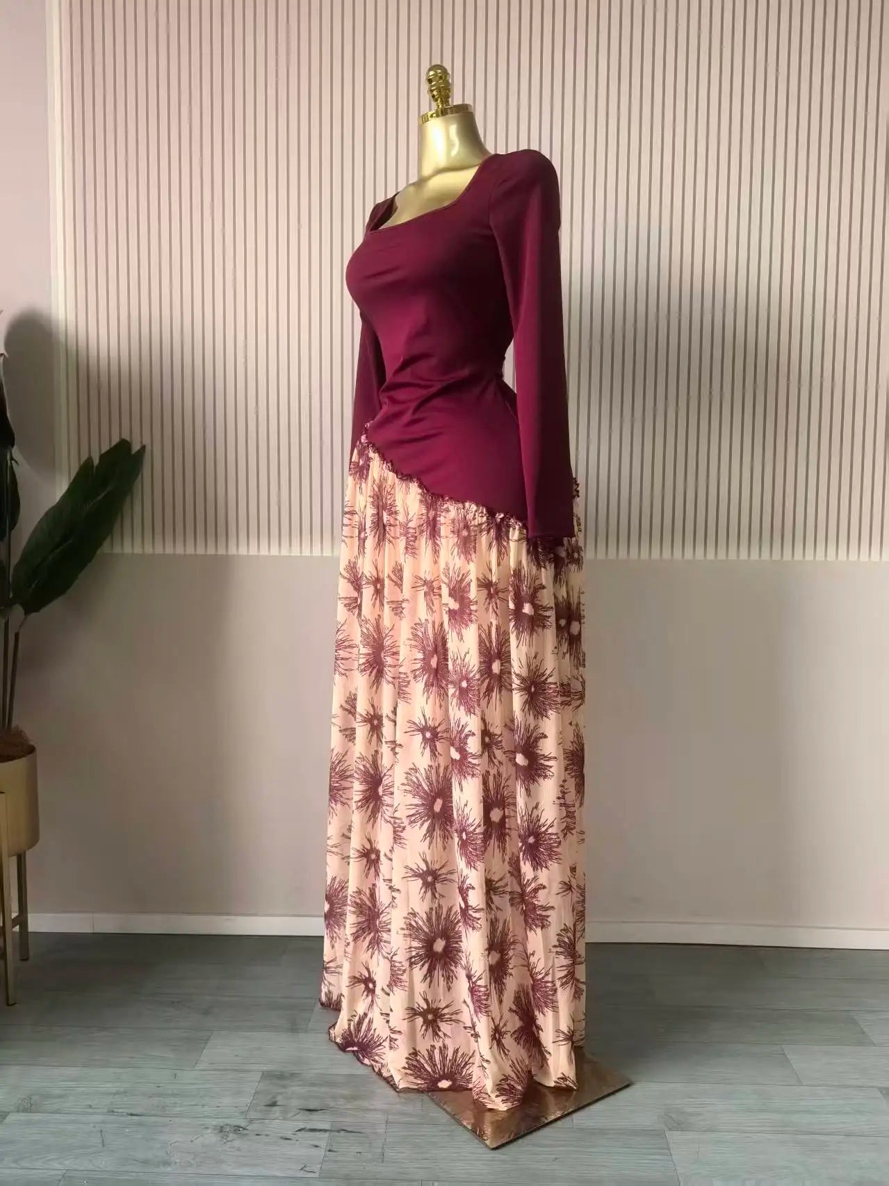 Printed Flare Sleeve Maxi Dress