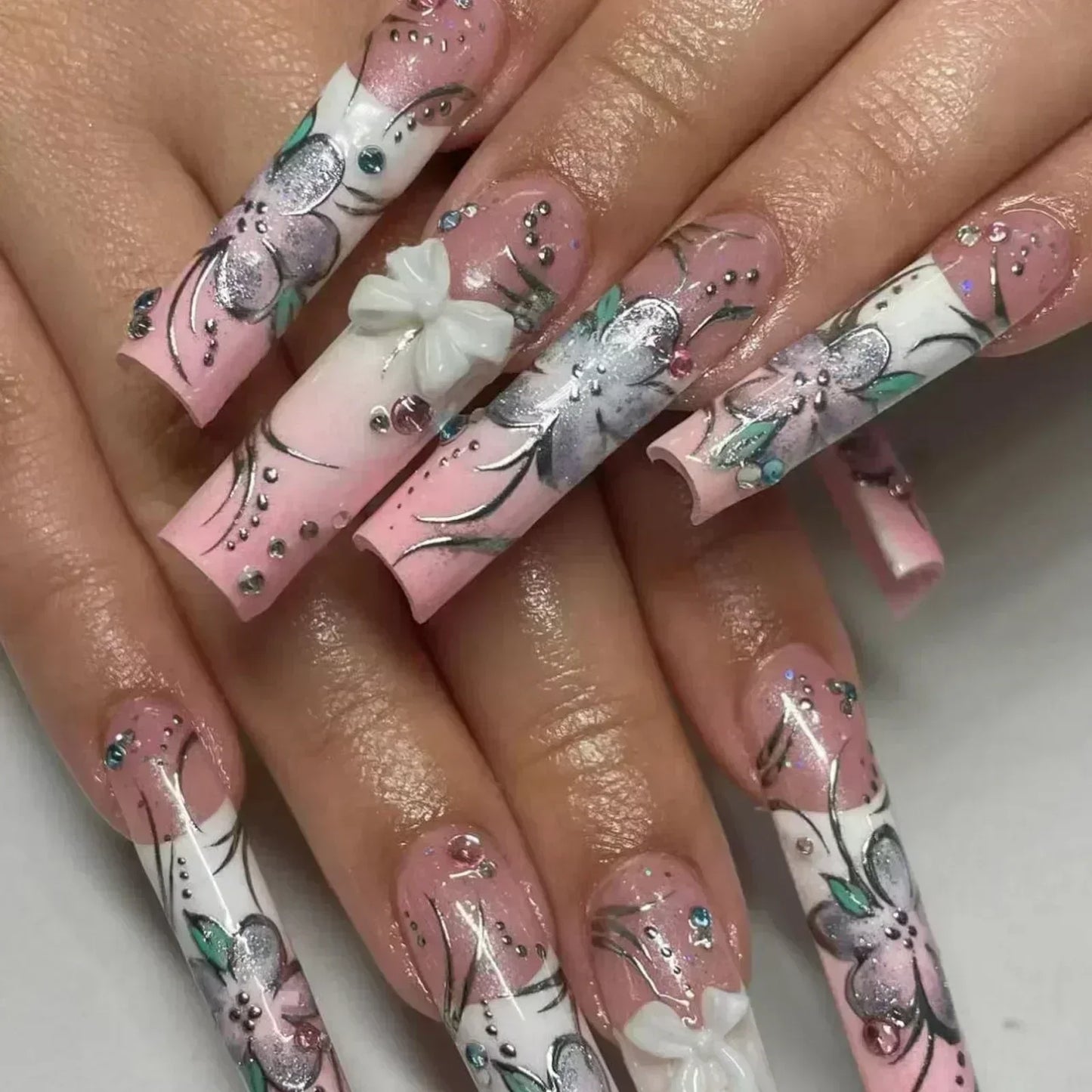Butterfly Rhinestone Ballet Press-On Nails (24pcs)
