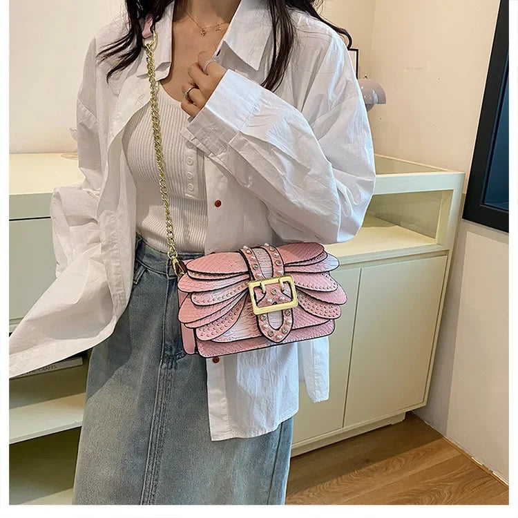 Dragonfly Wing Pearl Rivet Crossbody Bag