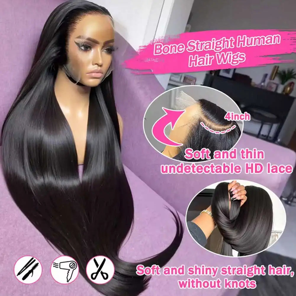 40-42 Inch Bone Straight Wig - 13x4/13x6 HD Lace 220-250% Density