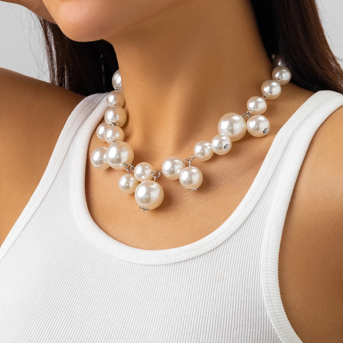 Chunky Acrylic Ball Bead Choker – Exaggerated Grunge Statement Necklace