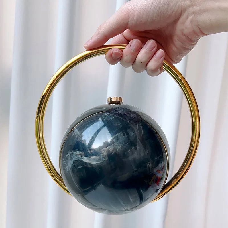 Marble Sphere Evening Clutch – Designer Electroplated Handbag