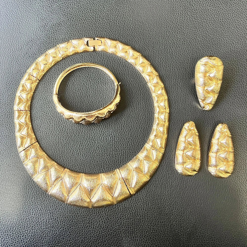 Luxury Brazil Gold Plated Jewellery Set – Necklace, Earrings, Ring & Bracelet