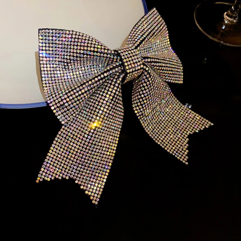 Jewelled Bow Spring Hair Clips – Korean-Inspired Glam Accessories
