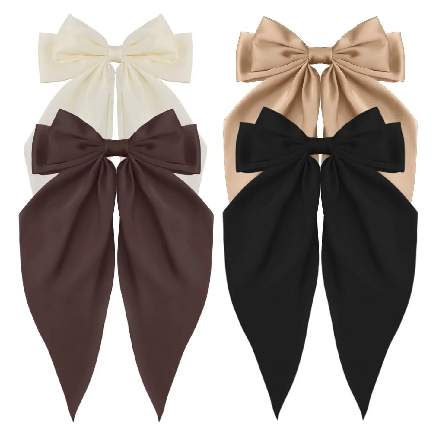 Minimalist Silk Bow Hair Clips – Set of 3 Elegant Barrettes