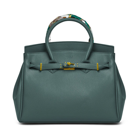 Belted Leather Clasp Tote
