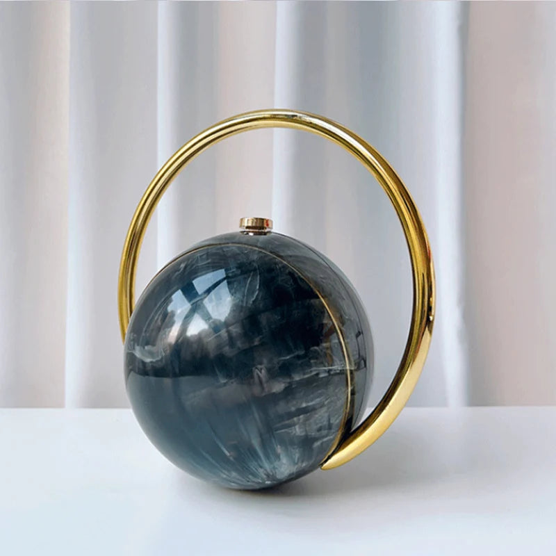 Marble Sphere Evening Clutch – Designer Electroplated Handbag