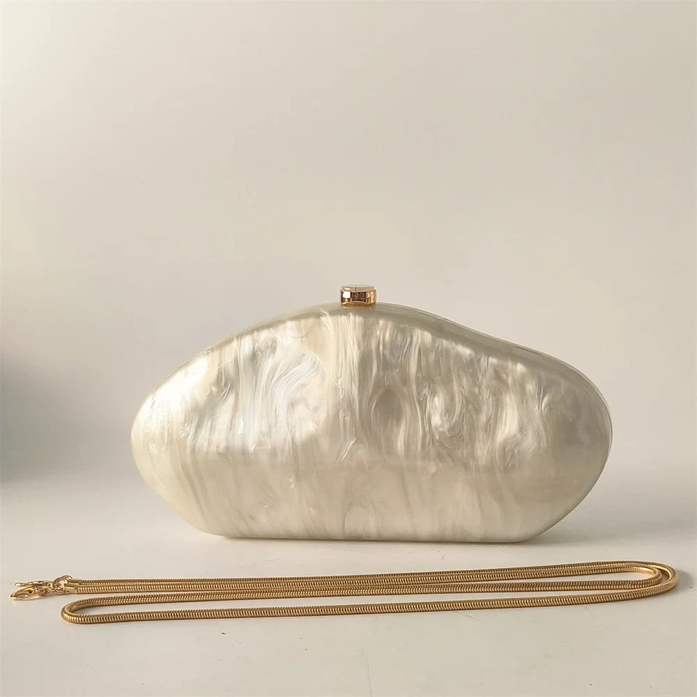 Ivory Shell Box Clutch – Handmade European Shoulder Bag