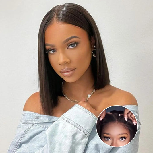 Put On & Go Glueless Straight Bob Wig - Pre Cut 150% Density
