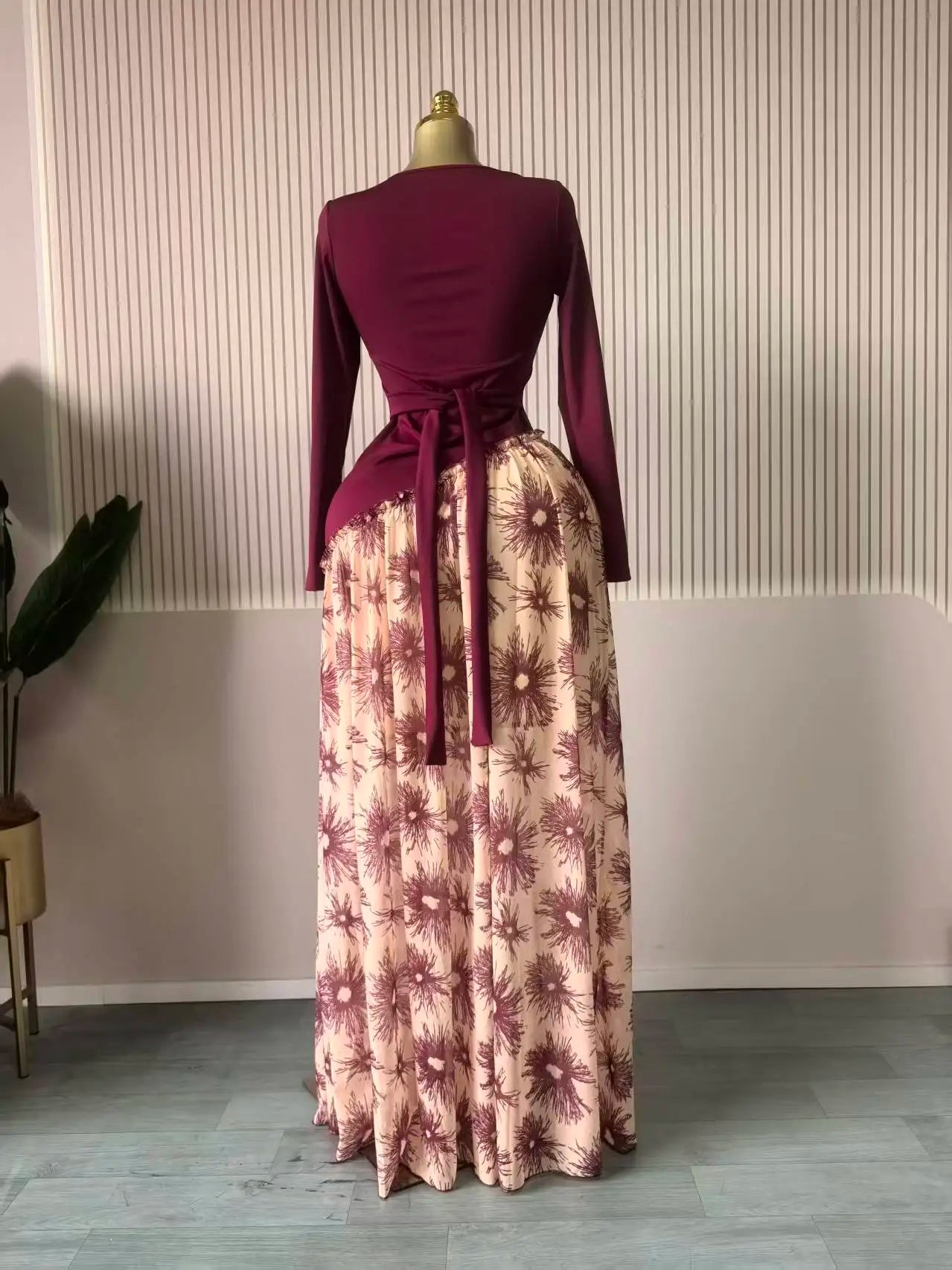 Printed Flare Sleeve Maxi Dress