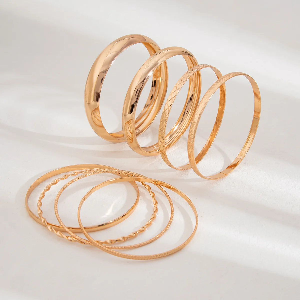 Luxe Twisted Texture Stacking Bangle Set (8 Pieces)