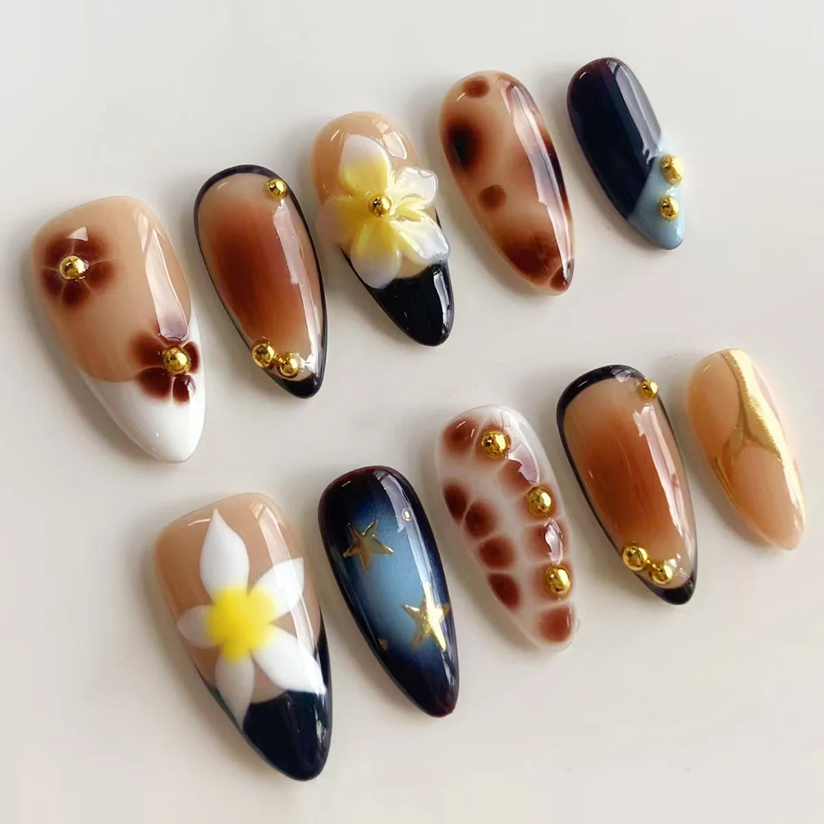 3D Love Glitter Pink Almond Press-On Nails (24pcs)