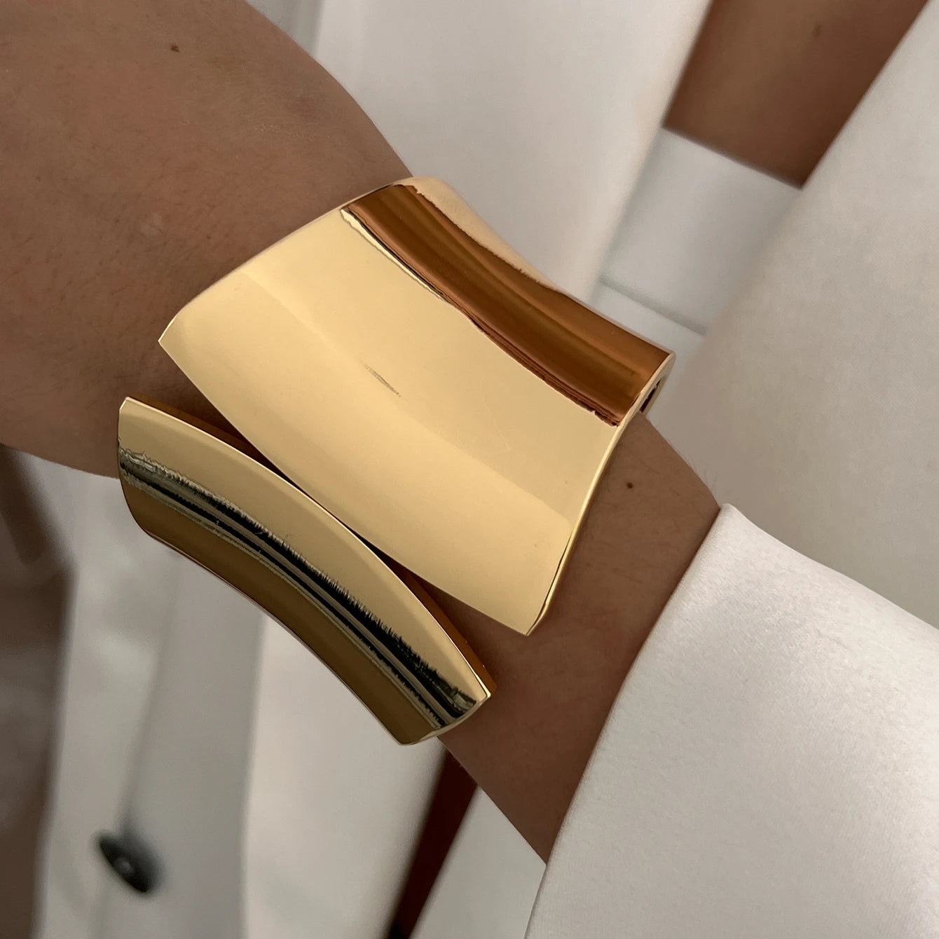 Punk Matte Chunky Open Bangle – Heavy Metal Geometric Cuff Bracelet