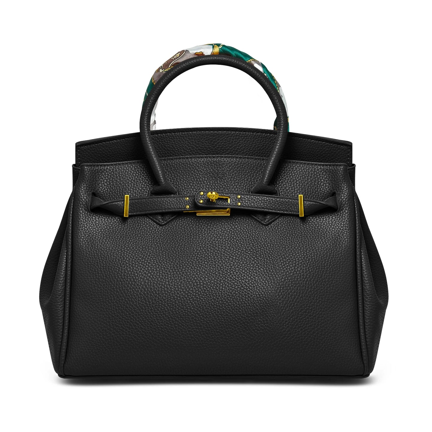 Belted Leather Clasp Tote