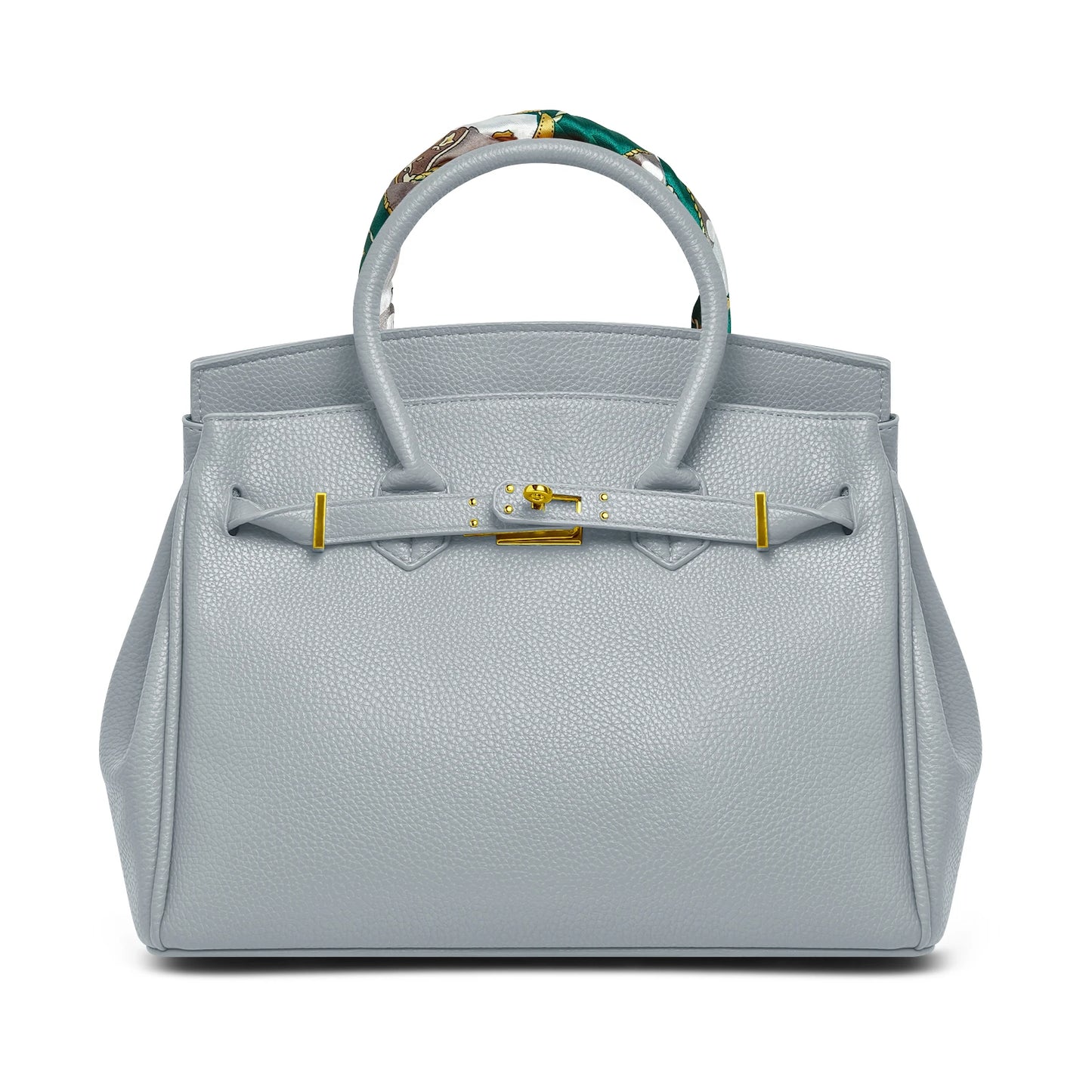 Belted Leather Clasp Tote