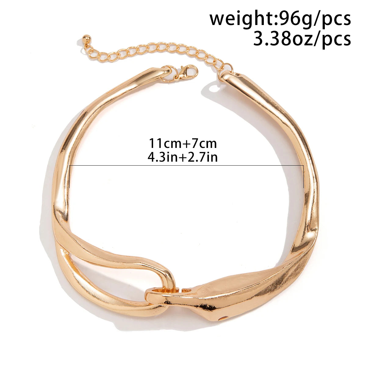 Punk Geometric Torques Choker – Irregular Heavy Metal Necklace Gold & Silver