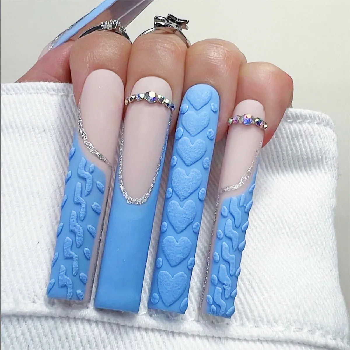 Pink Butterfly Glitter Press-On Nails - French Ballet