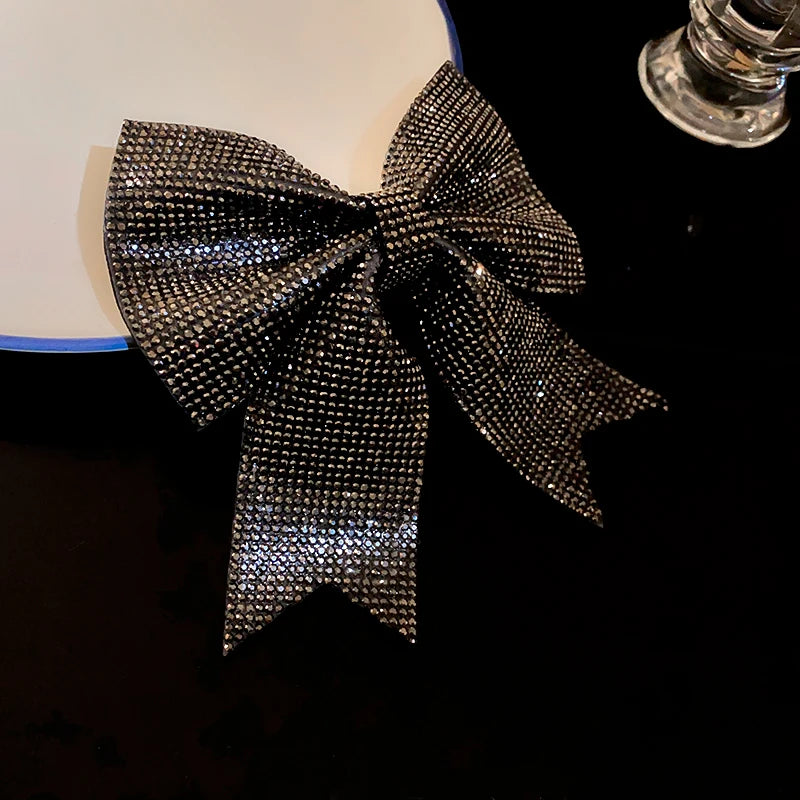 Jewelled Bow Spring Hair Clips – Korean-Inspired Glam Accessories