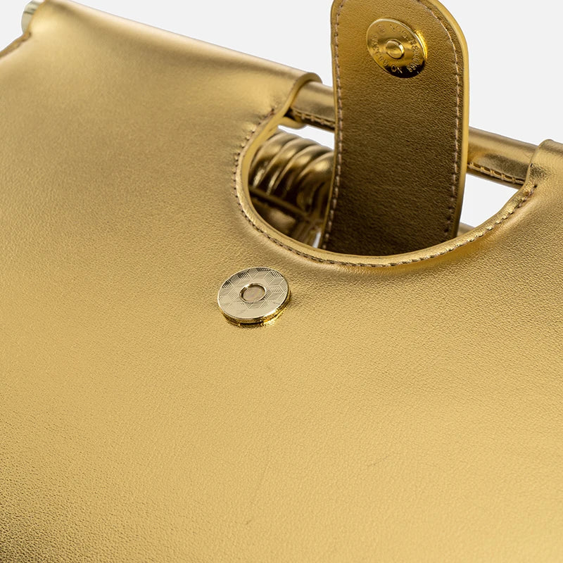 Gold Handwoven Noodle Hobo Bag – Luxury Half Round Evening Clutch