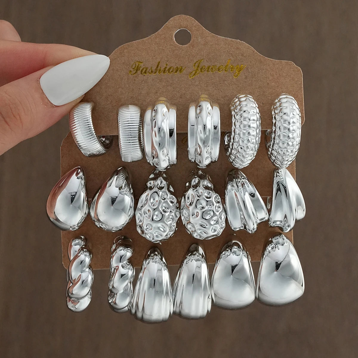 Waterdrop Hoop Earring Set – 18-Piece Gold & Silver Statement Earrings