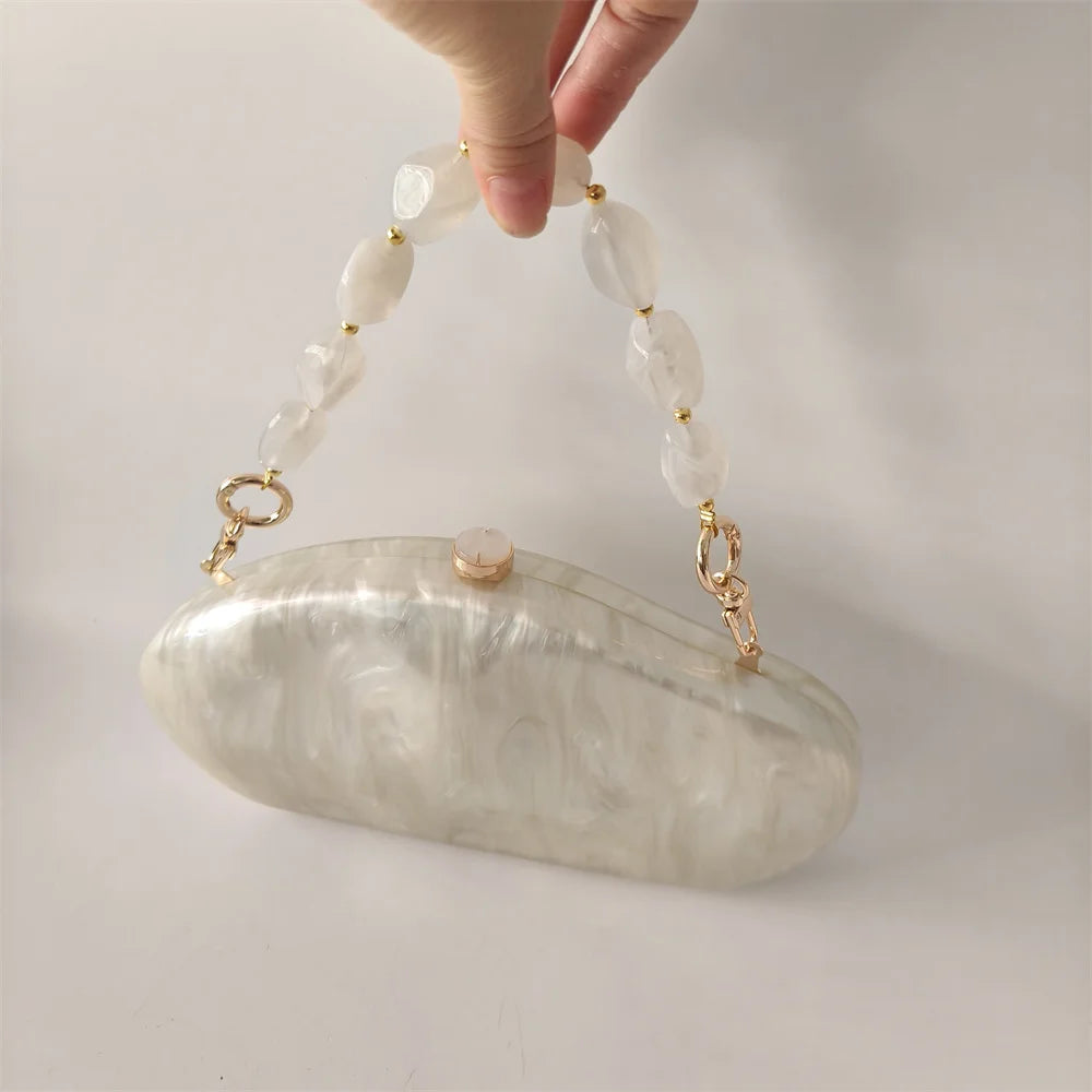 Ivory Shell Box Clutch – Handmade European Shoulder Bag