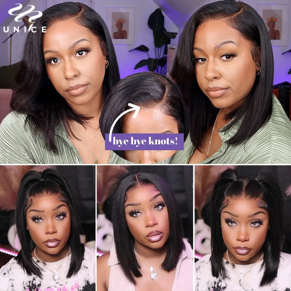 Yaki Straight Bob Wig - 7x5 & 13x4 Lace Pre Cut Glueless 150% Density