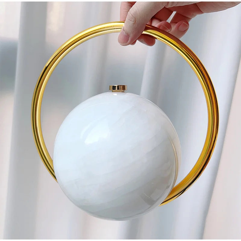 Marble Sphere Evening Clutch – Designer Electroplated Handbag