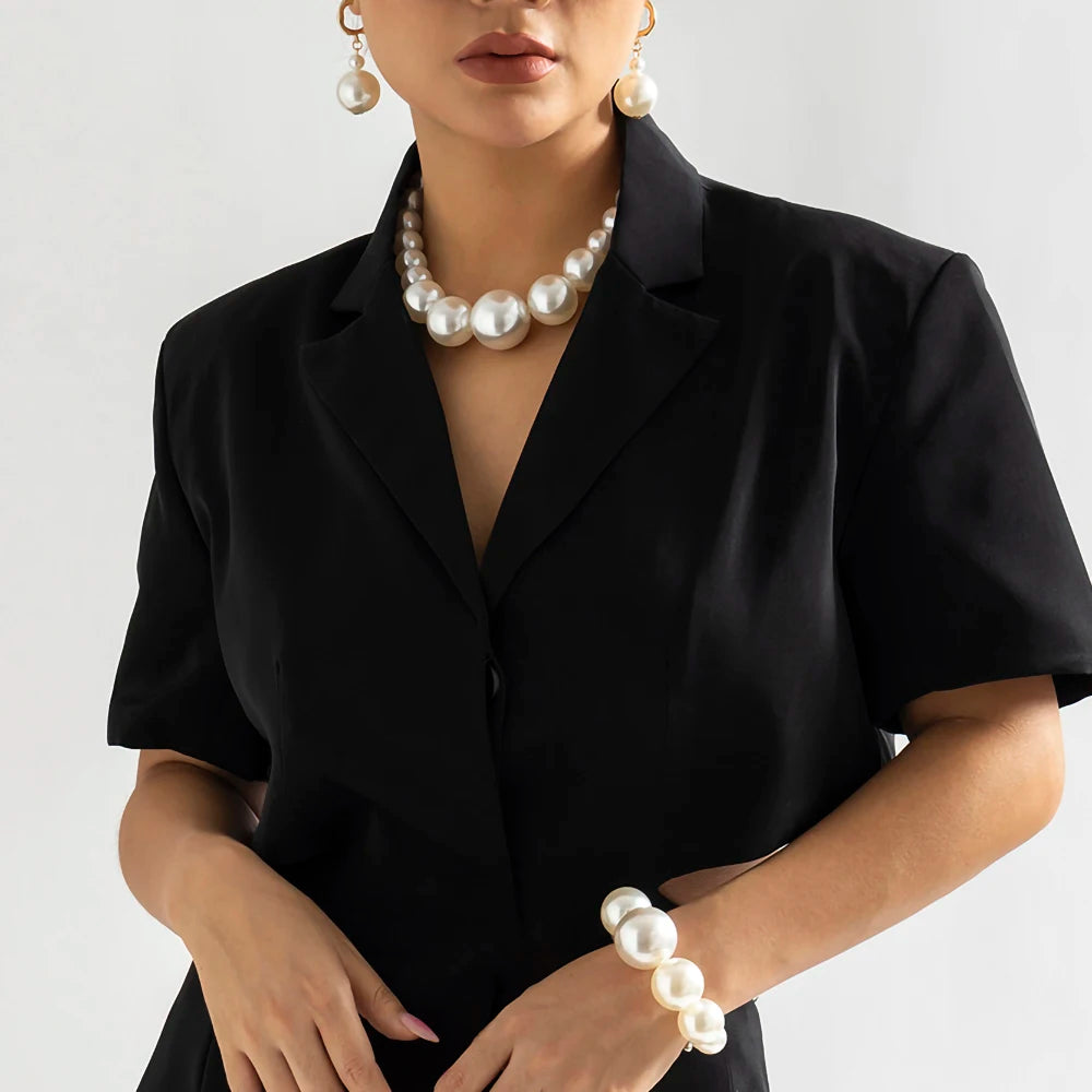 Exaggerated Pearl Beaded Choker Necklace