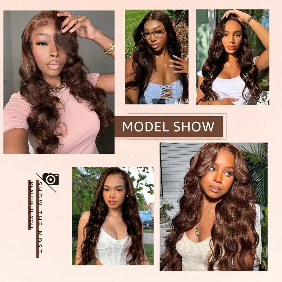 Chocolate Brown Body Wave HD Lace Front Wig