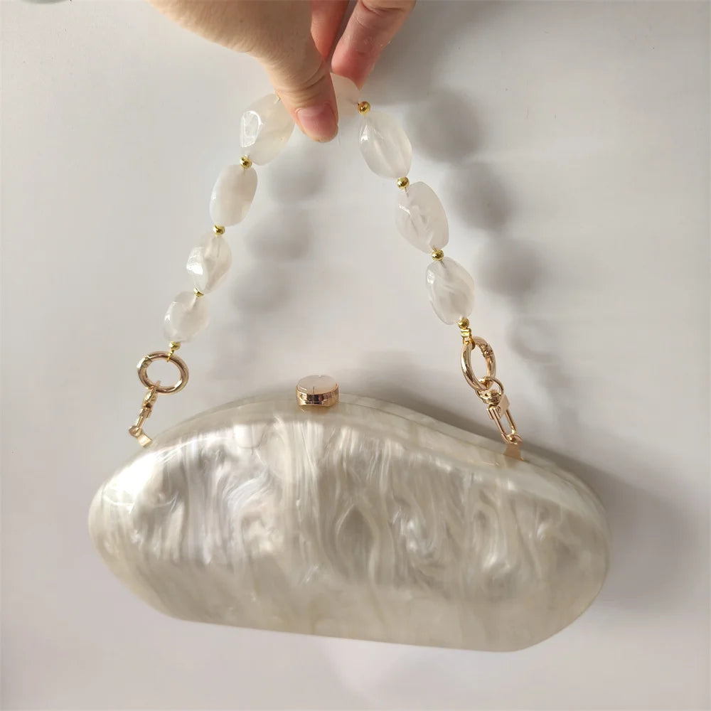 Ivory Shell Box Clutch – Handmade European Shoulder Bag