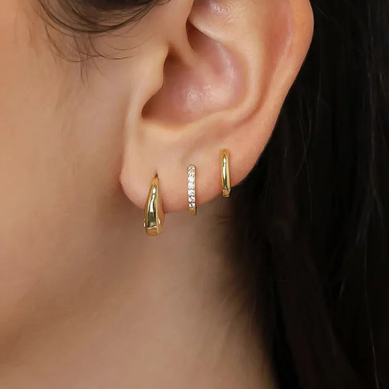 Geometric Ball Stud Earrings – Stainless Steel Gold & Silver