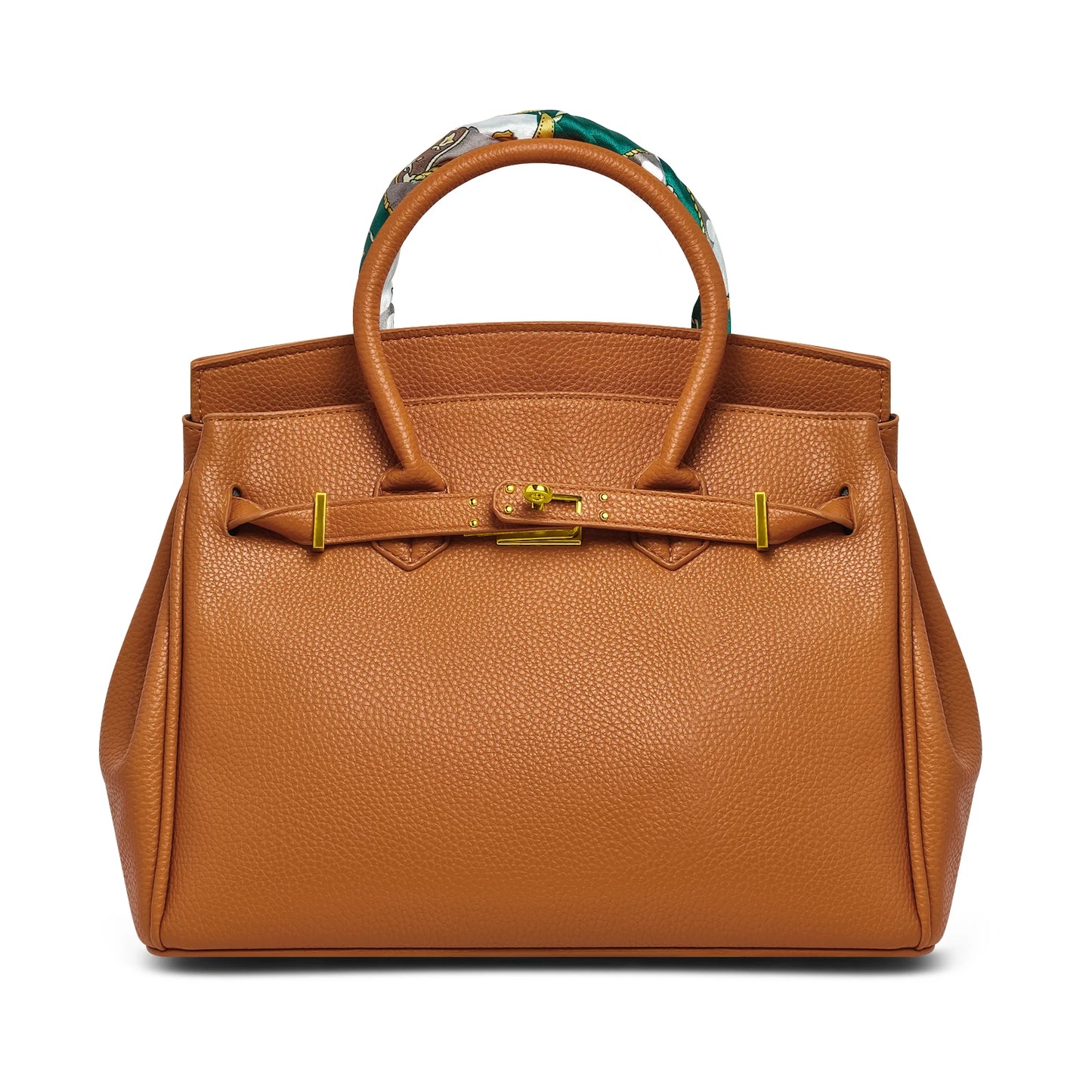 Belted Leather Clasp Tote