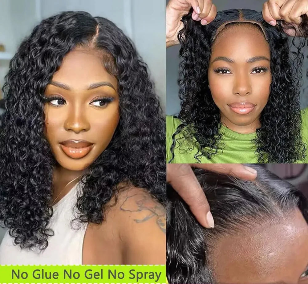 Short Curly Bob Wig - 180% Density Human Hair