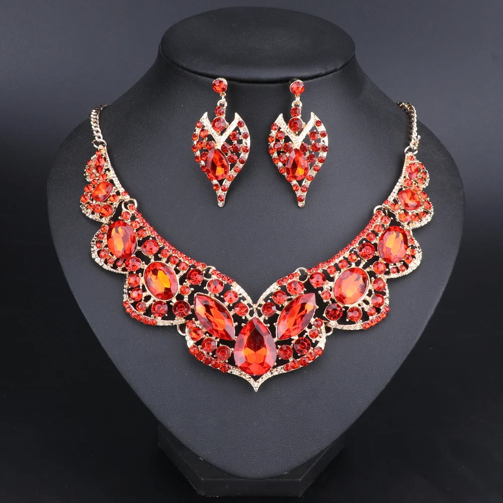 Vintage Retro Indian Bridal Jewellery Set – Necklace & Earrings