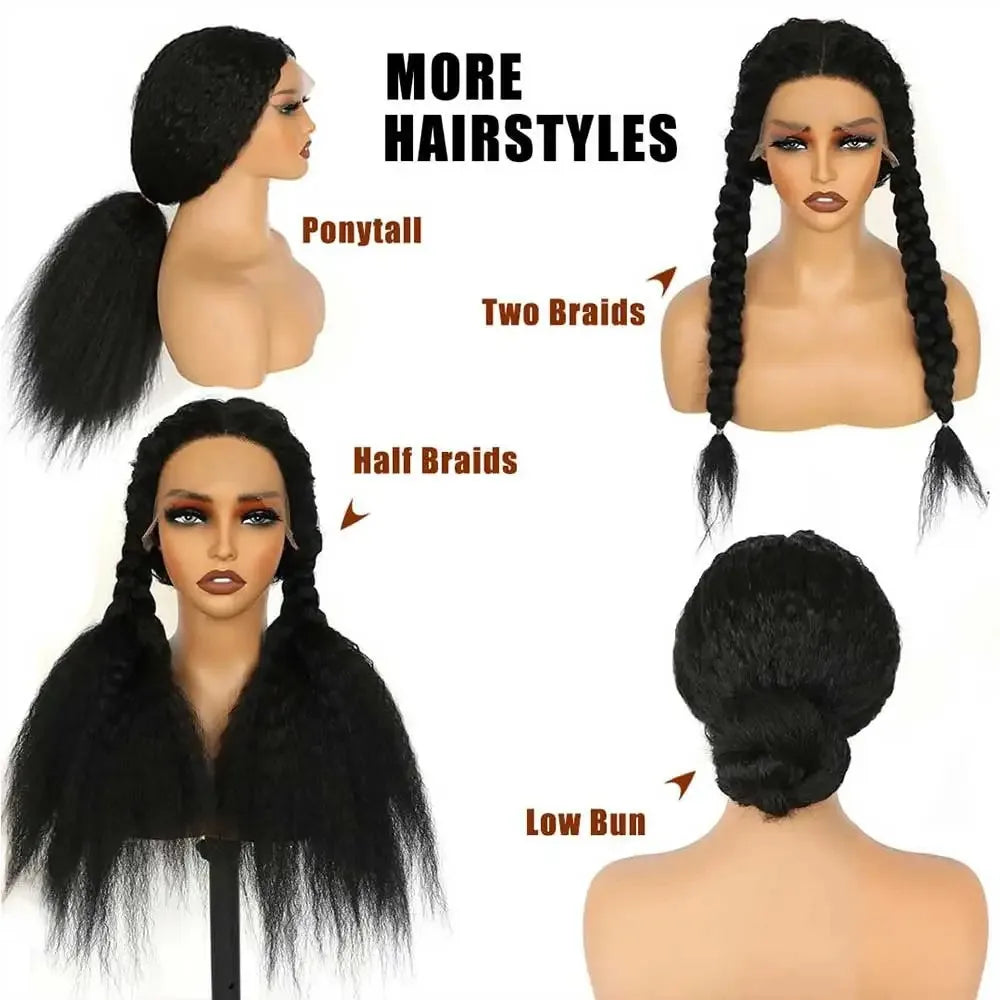 360 Invisi Strap Kinky Straight Wig - Full Lace Yaki 200% Density