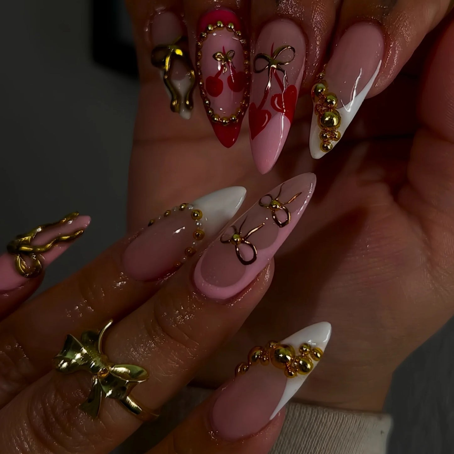 Metallic Gold Leopard Almond Press-On Nails (24pcs)