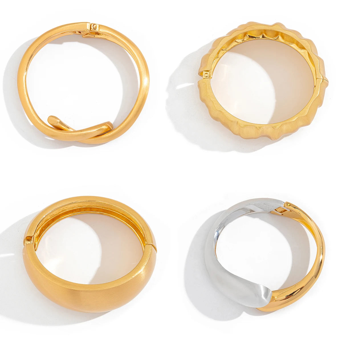 Punk Matte Chunky Open Bangle – Heavy Metal Geometric Cuff Bracelet