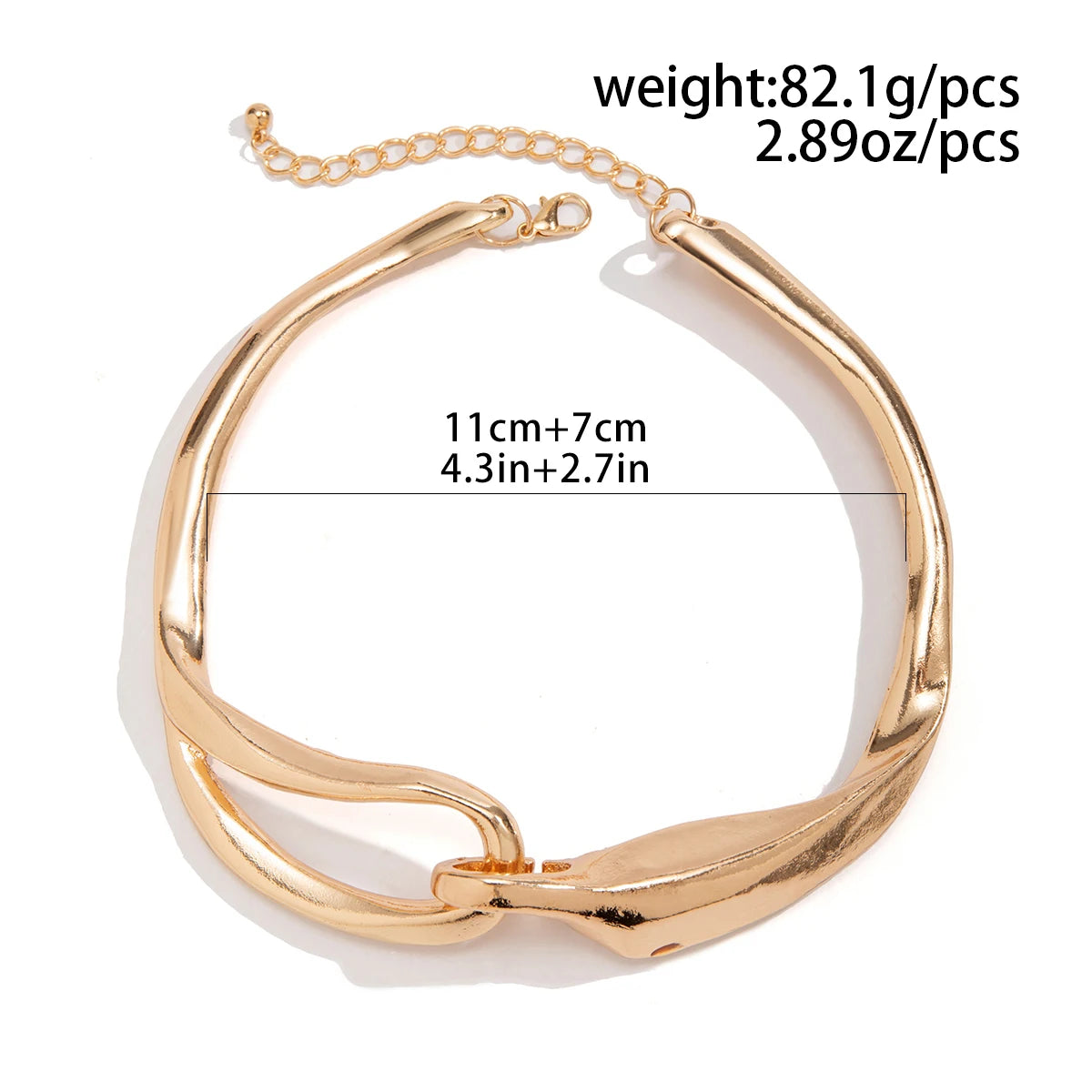 Punk Geometric Torques Choker – Irregular Heavy Metal Necklace Gold & Silver