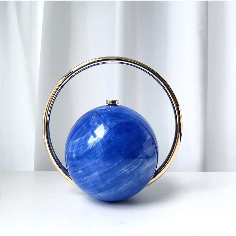 Marble Sphere Evening Clutch – Designer Electroplated Handbag