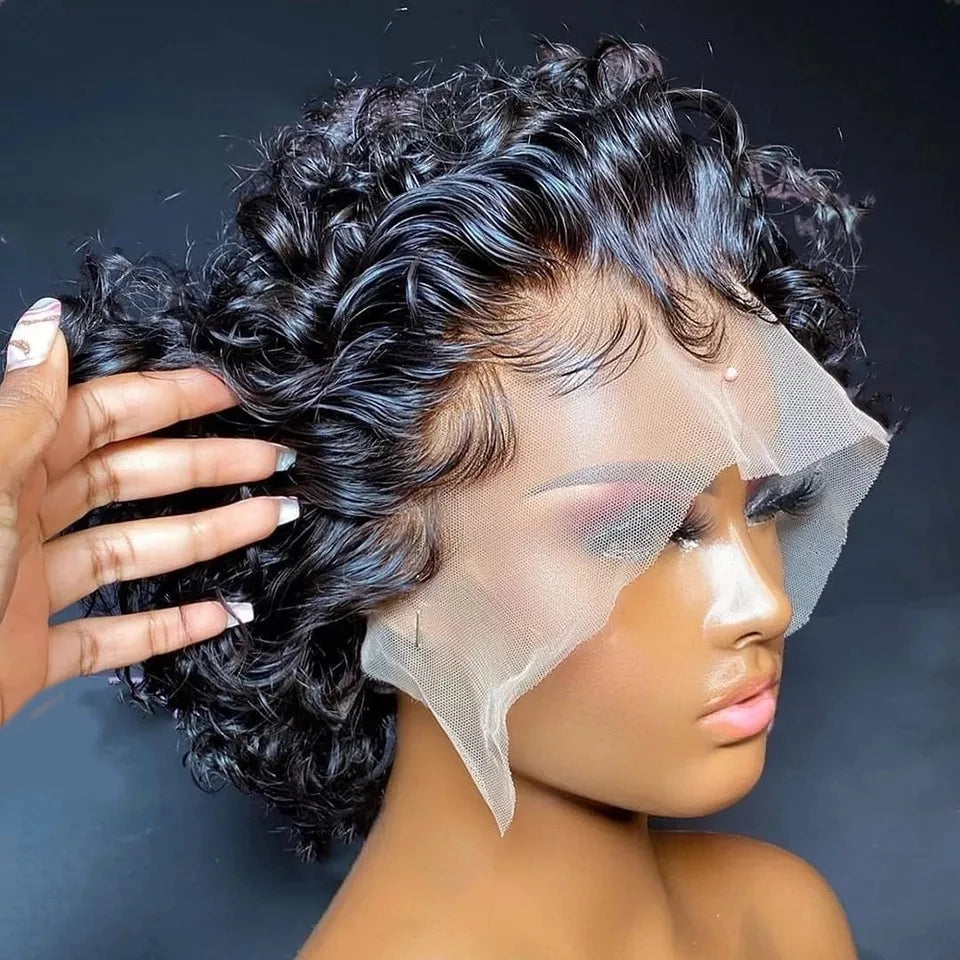 99J Burgundy Curly Pixie Cut Wig - 13x2 Lace Front
