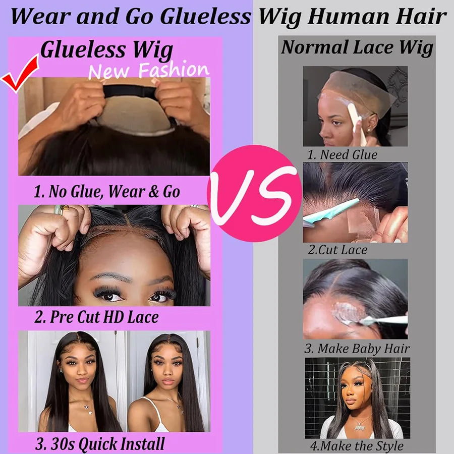 Bone Straight Glueless Wig - 6x4 Lace