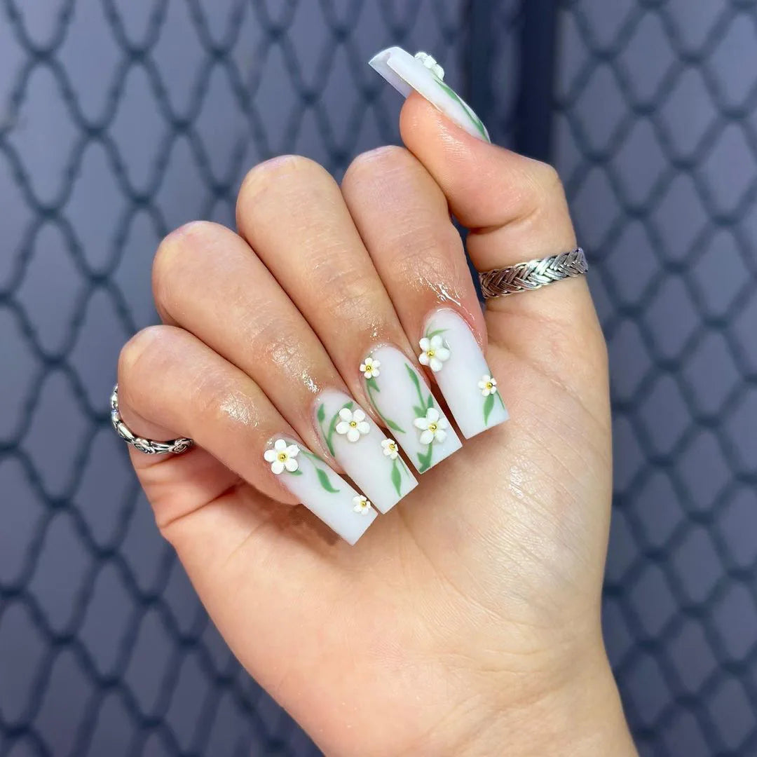 Pink Butterfly Glitter Press-On Nails - French Ballet