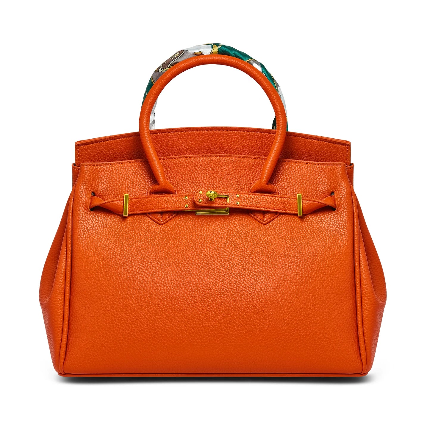 Belted Leather Clasp Tote