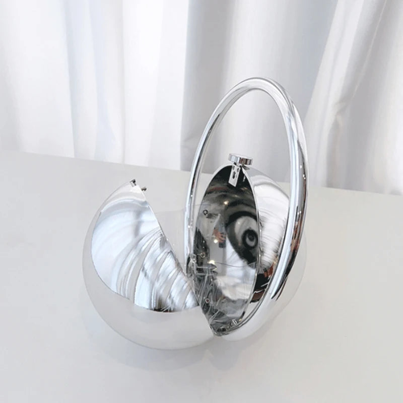 Marble Sphere Evening Clutch – Designer Electroplated Handbag