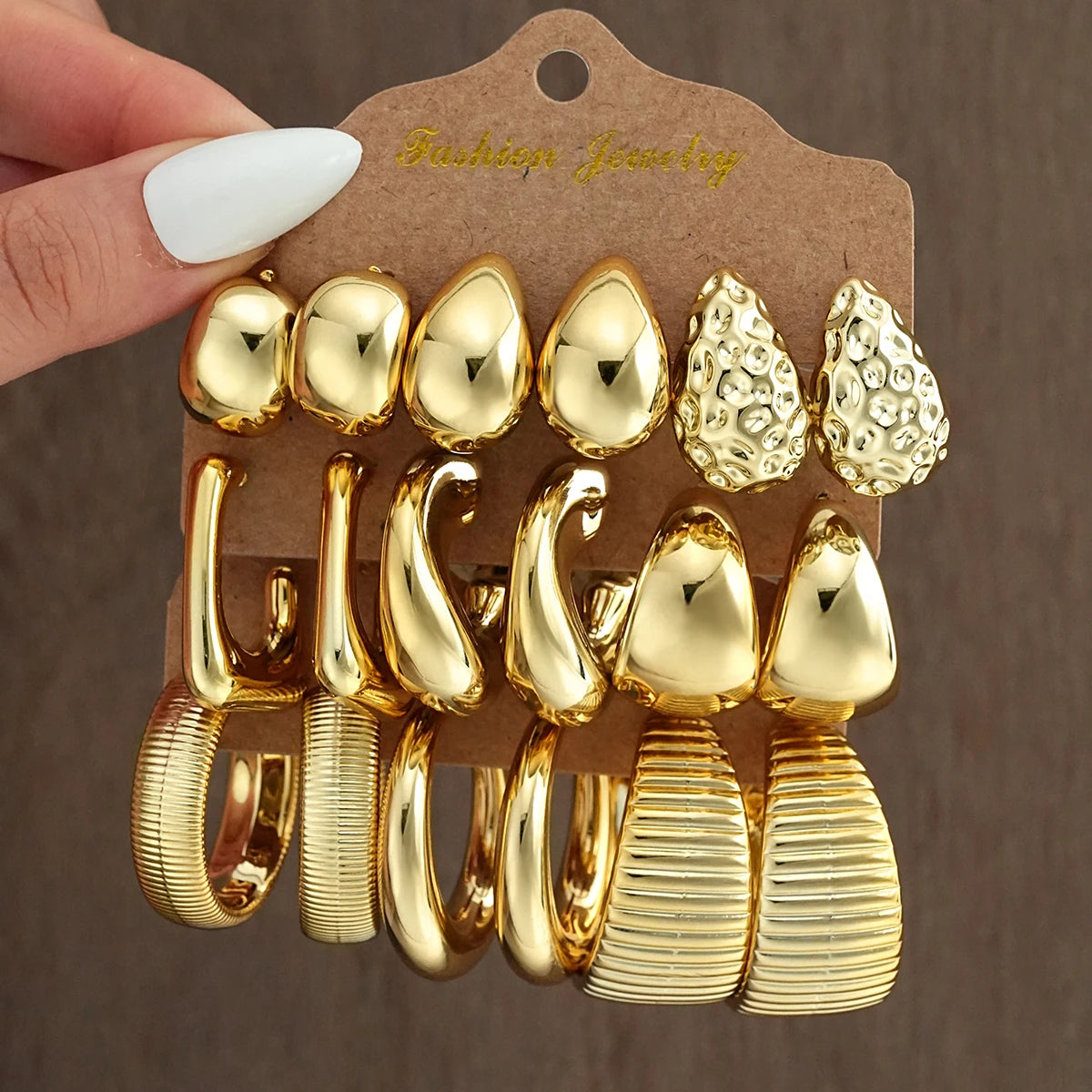Waterdrop Hoop Earring Set – 18-Piece Gold & Silver Statement Earrings
