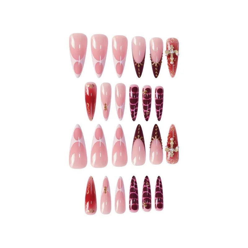 Metallic Gold Leopard Almond Press-On Nails (24pcs)