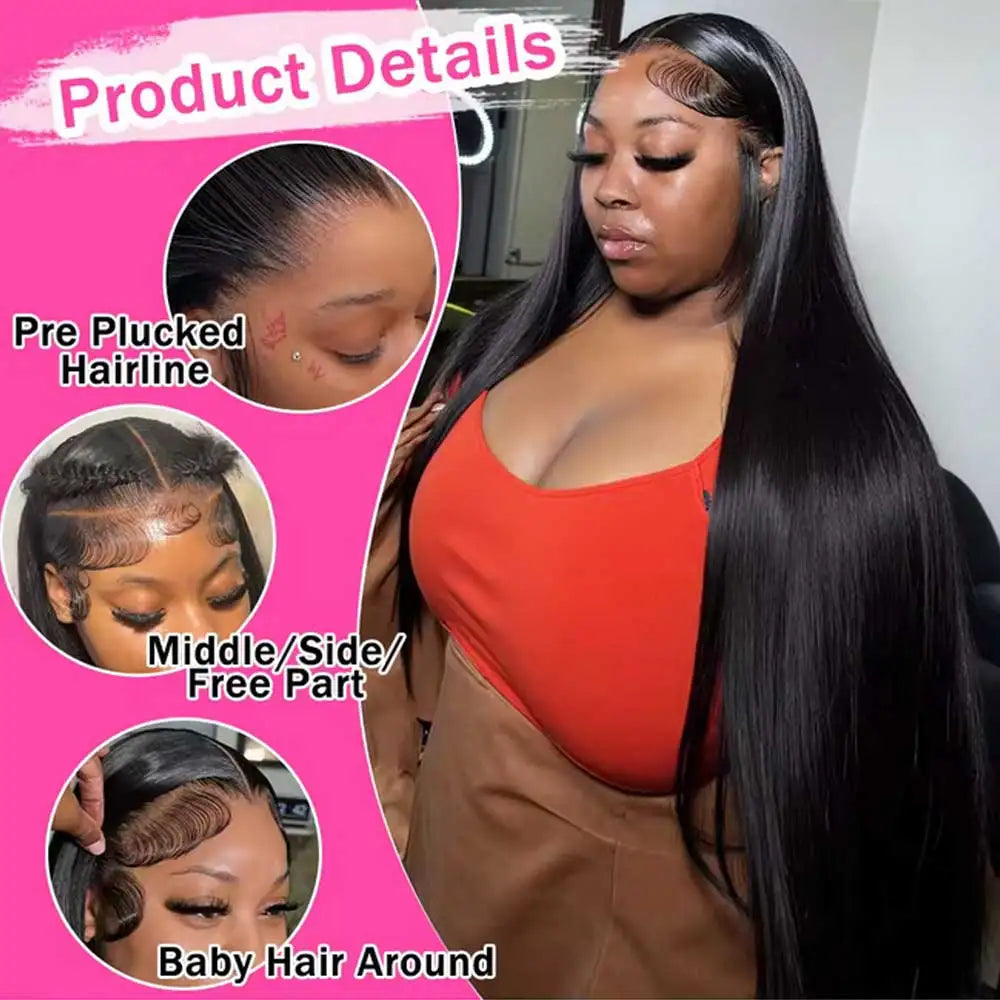 40-42 Inch Bone Straight Wig - 13x4/13x6 HD Lace 220-250% Density