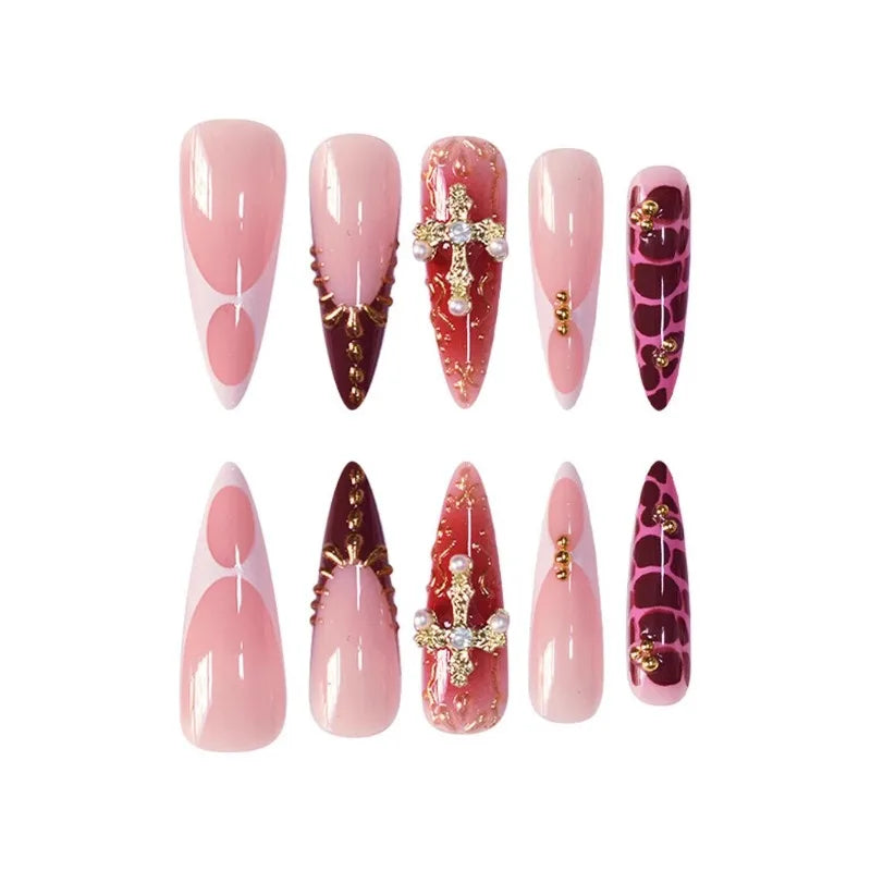 Metallic Gold Leopard Almond Press-On Nails (24pcs)