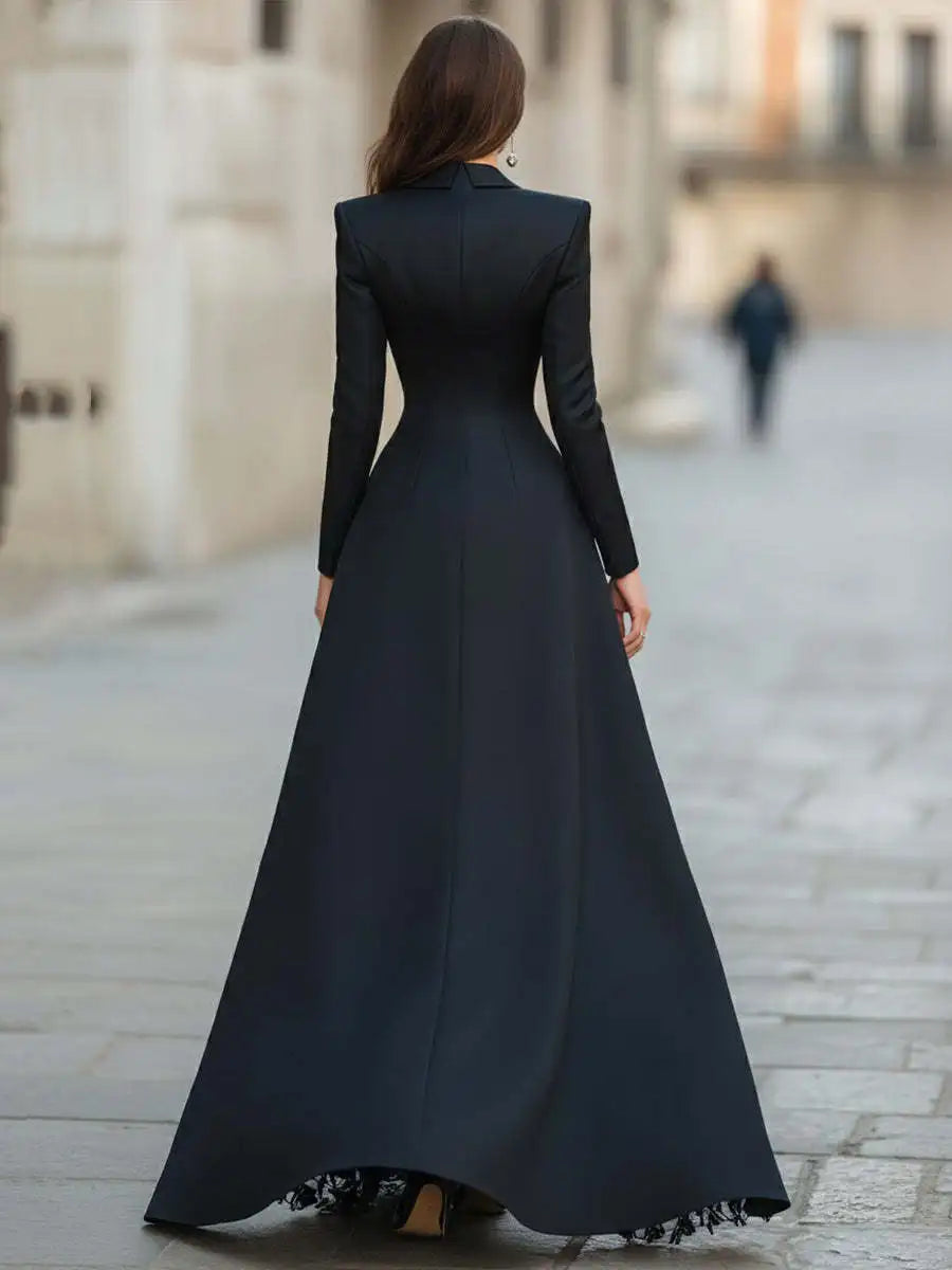 Lace Spliced V-Neck Long Sleeve Two Piece Evening Set
