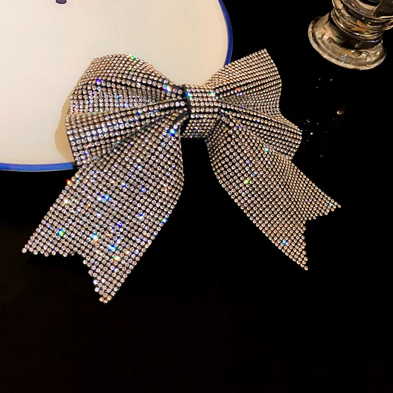 Jewelled Bow Spring Hair Clips – Korean-Inspired Glam Accessories